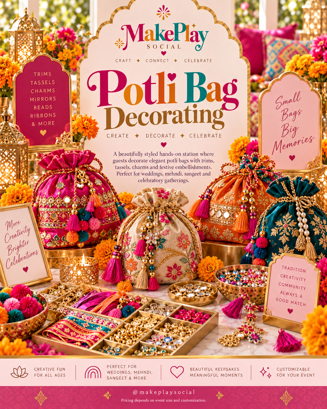 Potli bag decorating activity flyer