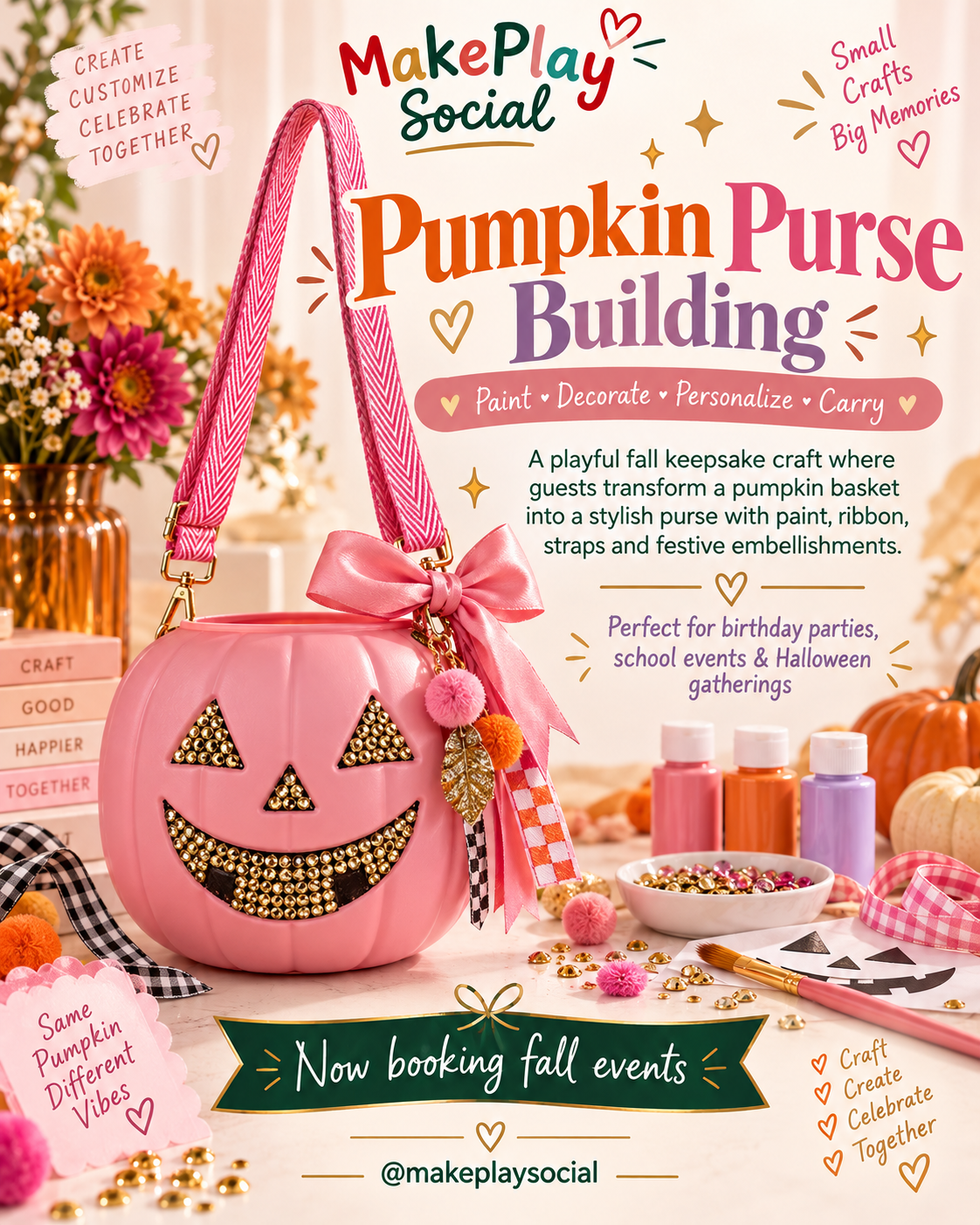 Pumpkin purse building seasonal activity poster