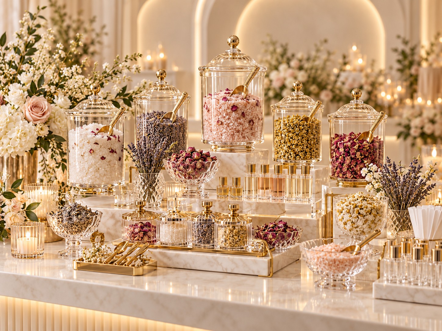 Elegant wedding apothecary bath soak bar